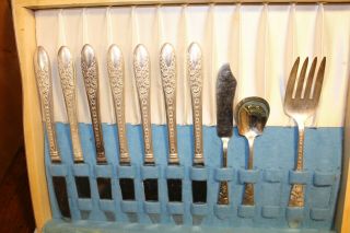 52 Piece National Silver Co Silverplate - Rose & Leaf Pattern - 1937 - 2