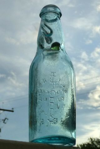 Antique 1875 GLOBE CODD soda mineral bottle ' H.  F.  CLEEVE ' BIMAL 2