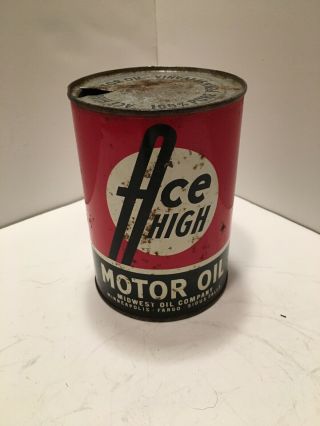 Vintage Ace High Motor One Quart Oil Can