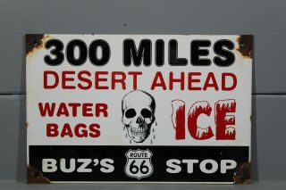 Vintage Style Buz Stop 66 Porcelain Sign Desert Gasoline Gas Motor Oil Road Hwy
