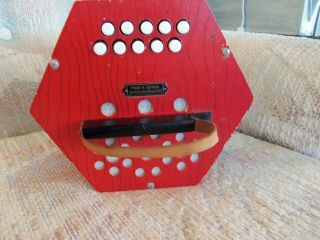 Vintage German Hexagon Squeeze Box Concertina 20 Key Accordion Instrument