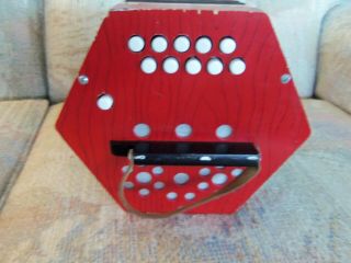 Vintage German Hexagon Squeeze Box Concertina 20 Key Accordion Instrument 3