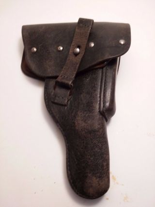 German Police Post Wwii Black Leather Holster For Walther P38 C303