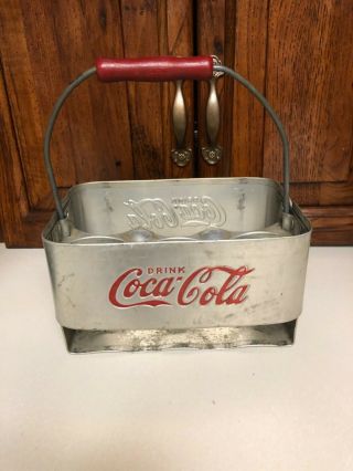 Vintage Drink Coca Cola Aluminum 6 Pack Bottle Carrier Reusable