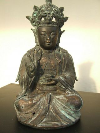 Ming Dynasty Bronze Buddha Of Guanyin Holding Willow Branch