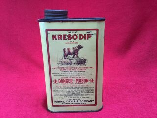 Vintage Poison Can Kreso Dip Livestock Do Not Use On Cat 
