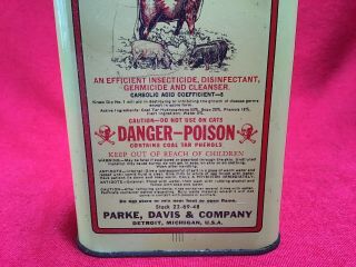 Vintage Poison Can KRESO Dip Livestock Do Not Use On Cat ' s Detroit 1950 ' s - 60 ' s 2