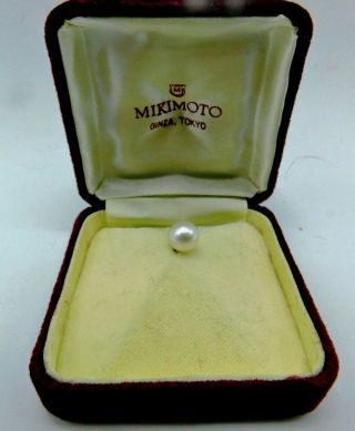 Estate Mikimoto Ginza Tokyo 8mm Akoya Pearl Tie Tac Pin Sterling In Velvet Box