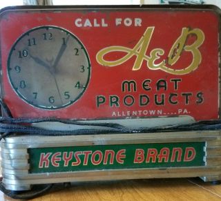 Vintage A & B Meats Clock - Allentown,  Pa