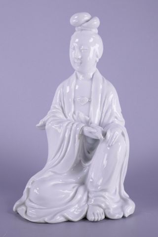 Fine Old Chinese Signed 19th/20th Blanc De Chine Dehua Figurine Kwan Yin