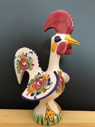 Portugal Rooster Cock Figurine Statue Ceramics Handpainted 8’’ High