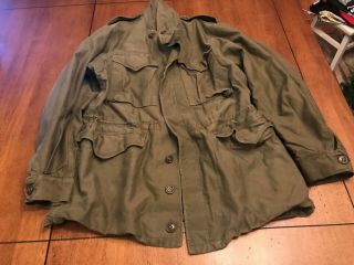 World War 2 Wwii Era M - 1943 Field Jacket Size L Distressed Stain