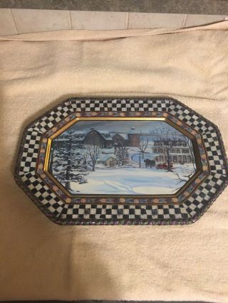 Mackenzie - Childs Rare Maclachlan Winter Serving Platter Courtly Check 2003