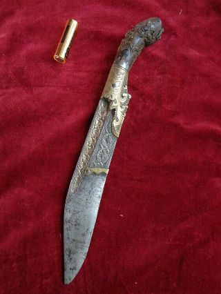 1700s LARGE antique PIHA - KAETTA KNIFE SINHALESE PIA KAETTA DAGGER Kastane Sword 2