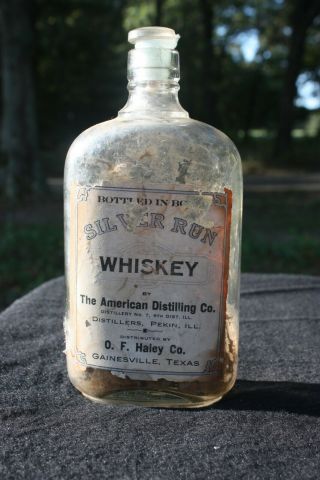Silver Run Whiskey - - Gainesville Texas - - O.  F.  Haley Co.  Pint Pre Prohibition