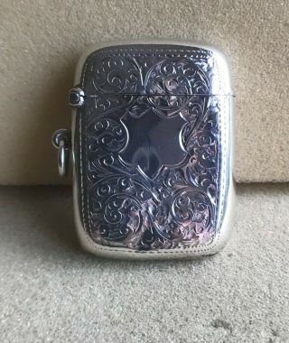 Solid Silver Antique Vesta Case Hand Engraved 1900