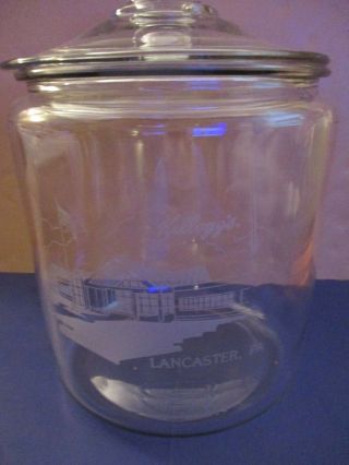 Vintage Clear Glass Drug Store Candy/Apothecary Jar w/Lid KELLOG ' S LANCASTER 2