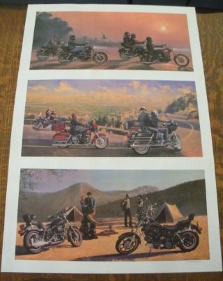 Set Of 6 Vintage Harley Davidson Prints By Martin Hoffman 1980