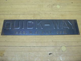 Vintage Nos Quick Way Truck Shovel Crane Machine Tag Plate Plaque Embossed Sign