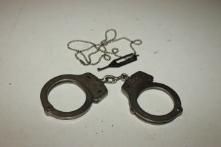 Vintage Cop Hand Cuffs Smith And Wesson Handcuffs Model M - 100 With Key T