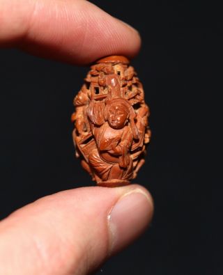 Antique Chinese Fine Carved Heidao Nut Bead,  Qing Dynasty,  19th Century.  Rare