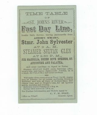 Florida Time Table St Johns River Fast Day Line Steamboat John Sylvester Sylvan