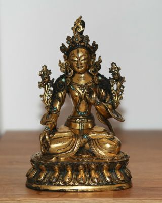 Antique Chinese Tibetan Gilt Bronze Buddha,  Qing Dynasty,  Museum Quality