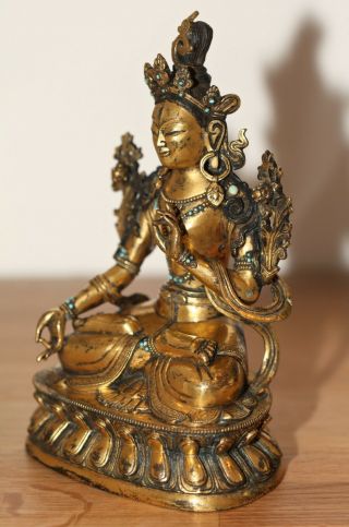 Antique Chinese Tibetan gilt bronze buddha,  Qing Dynasty,  museum quality 2