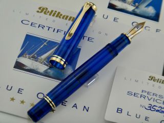 PELIKAN M800 Blue Ocean 1993 Limited Edition Fountain Pen 3522/5000 F Nib (PF) 3