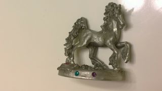 Vintage Pewter Unicorn Figurine Hologram Gems 1993
