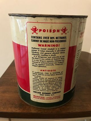 Vintage 1 Gallon Sinclair Anti - Freeze Oil Can 2