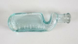 Rare Vintage English Martin Poison Bottle 2 Oz.  Aqua Glass Manchester Patented