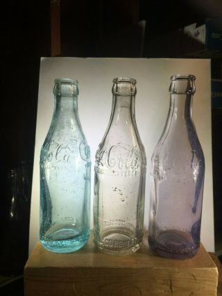 Perry,  Fla. ,  Rome,  Ga.  Richmond,  Va.  Sraight Side Coca - Cola Bottles Loc 12