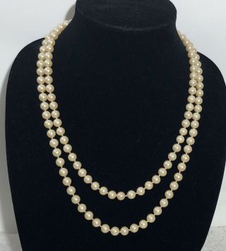 Vintage Natural Pearl Double Strand Necklace With Sterling Silver Clasp