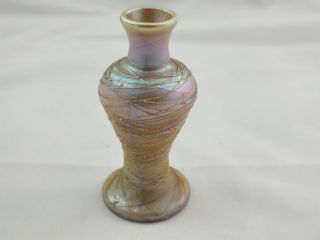 Lundberg Studio Cloisonne Mini Irridescent Art Glass Vase Signed M.  Cantor 1975