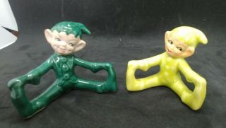 2 Vintage Gilner Ceramic Elf Pixie Figurines