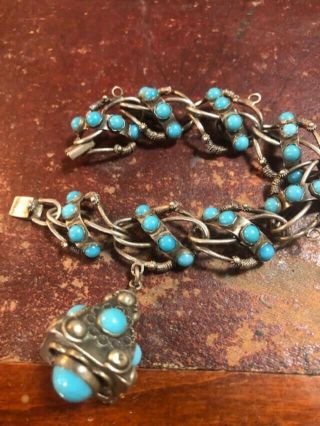 Vintage Sterling Silver And Turquoise Bracelet
