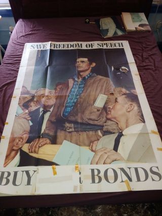 Norman Rockwell Poster Of The Four Freedoms Complete Set.  Tape As Well