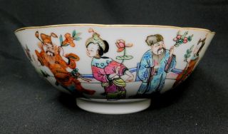 Antique Chinese Famille Rose Porcelain Painted Bowl Chai Ching Jiaqing 1796 - 1820