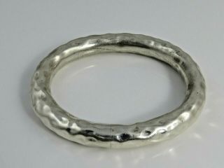 Vintage Sterling Silver Hammered Modernist Bangle Bracelet 49 Grams.