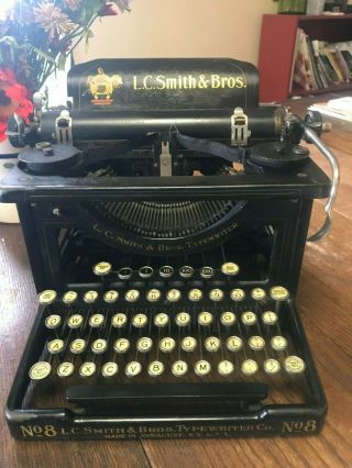 Antique 1916 L.  C.  Smith & Bros.  No.  8 Typewriter 271584 - 8 Well