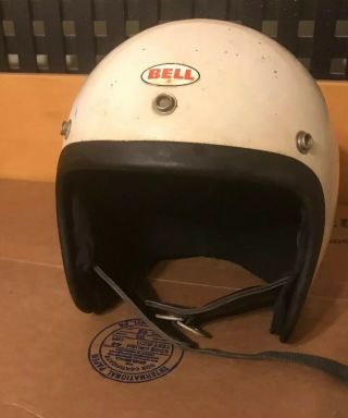 Vintage Bell R/t Motorcycle Helmet Size 7 White 11 - 75 Rt R - T