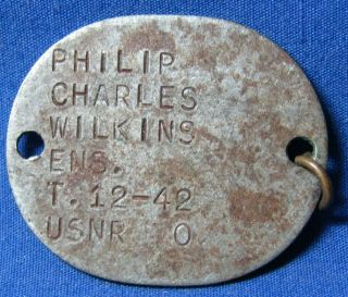 Wwii 1942 Navy Naval Officer Dog Tag T.  12 - 42
