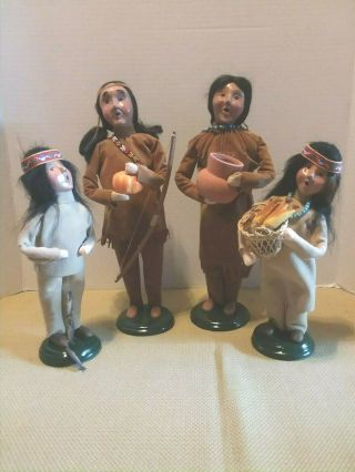Byers Choice Carolers 2002 1998 Native American Family Indian Set/4 Thanksgiving