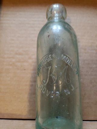 Dover,  Nj/ Aqua Hutch Soda Beer Bottle/ Kanouse And Moller/