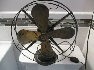 Old Vtg Robbins & Myers Brass 4 Blade 12 " Electric Fan Ps A12