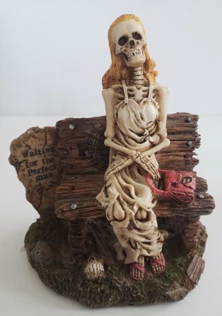 Pacific Giftware " Waiting For The Perfect Man " Skeleton On Bench 5 "