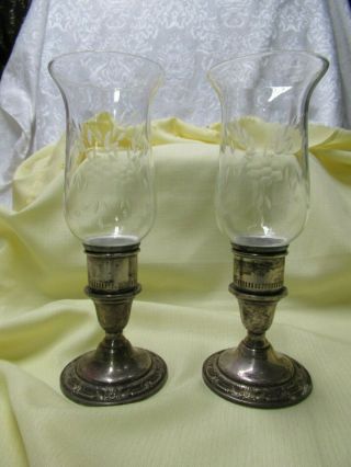 Vintage Pair " Wild Rose " International Sterling Silver Candlesticks N243