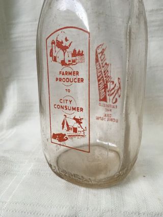 Vintage Quart Milk Bottle Fitzpatrick’s Dairy Farms Fairfield Maine