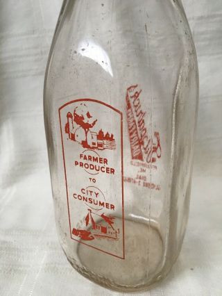 Vintage Quart Milk Bottle Fitzpatrick’s Dairy Farms Fairfield Maine 3